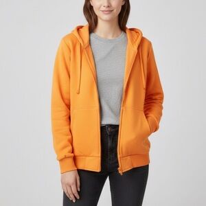 Zara Orange Zip Up Hoodie Large Women’s NWT